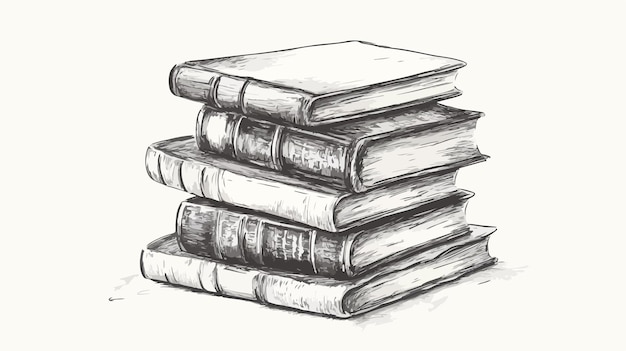 Vector hand drawn pencil stack of books