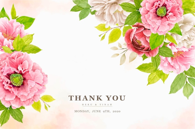 hand drawn peony border and frame background design