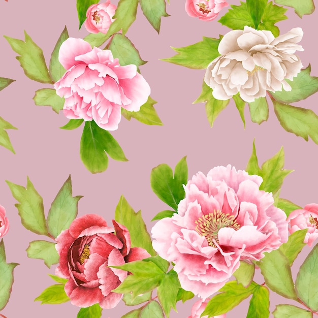 hand drawn peony seamless pattern design