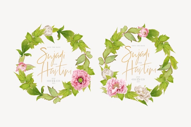 hand drawn peony wreath background