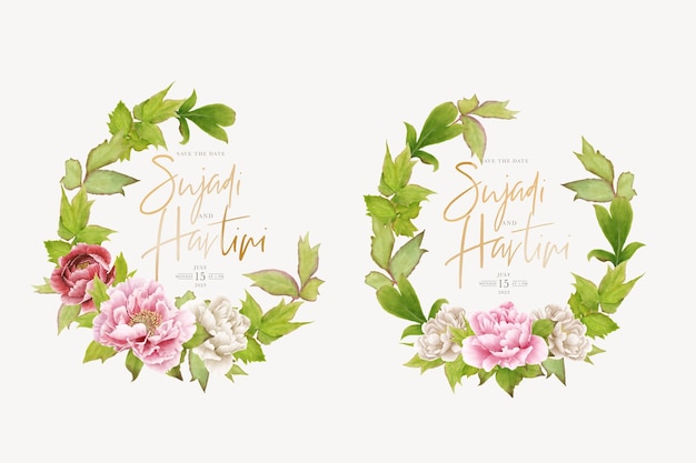 hand drawn peony wreath background