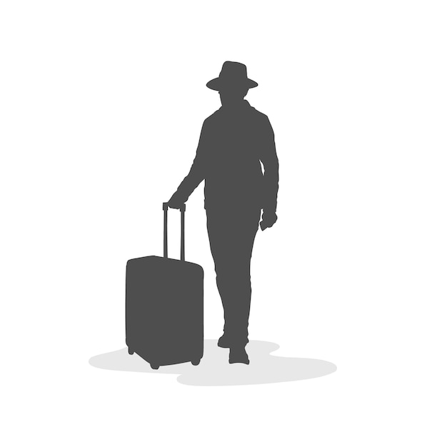 Hand drawn people with suitcase silhouette