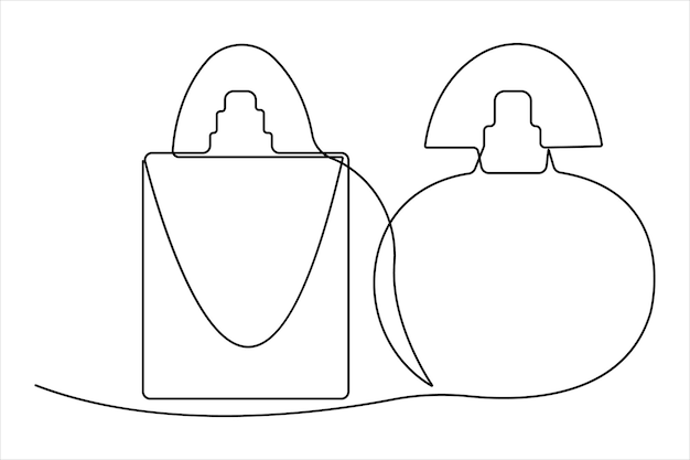 Hand drawn perfume bottle design One line continuous drawing of outline vector illustration