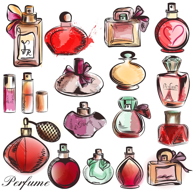 Hand drawn perfumes collection