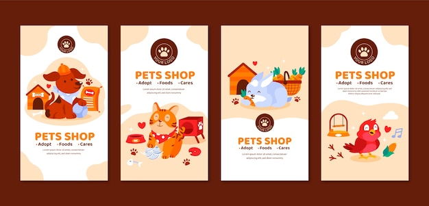 Hand drawn pet shop template design