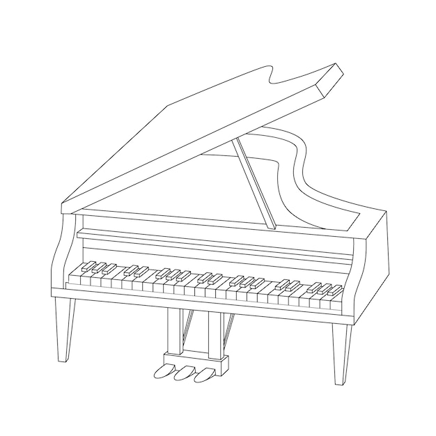 Hand drawn piano  cartoon illustration