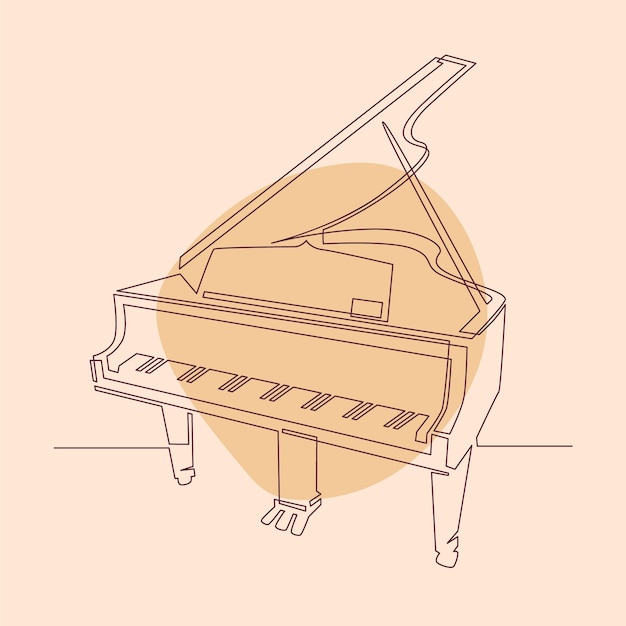 Hand drawn piano drawing illustration