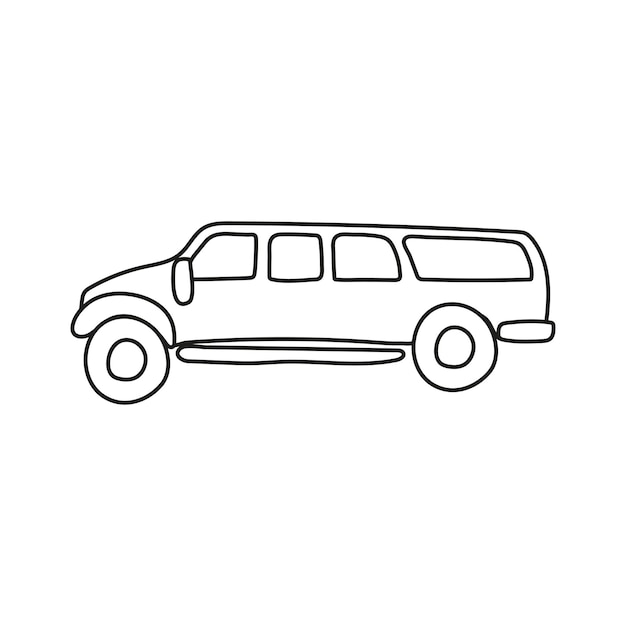 Hand drawn pick up car for coloring book