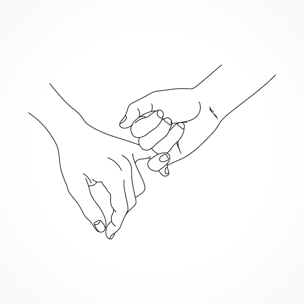 Hand drawn pinky promise concept line art