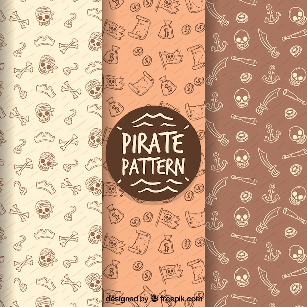 Hand drawn pirate pattern background