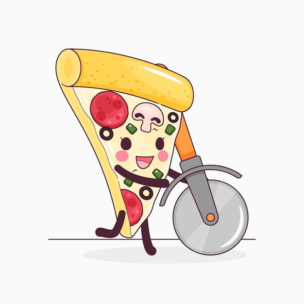 Hand drawn pizza cartoon illustration