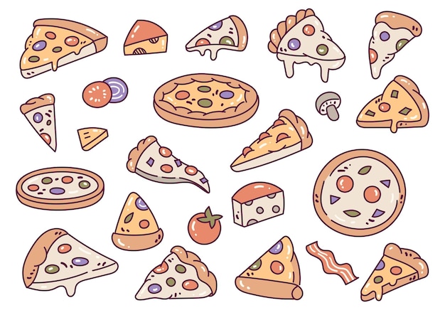 hand drawn pizza doodle icon