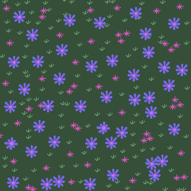 Hand Drawn Plant and Flower Pattern Background