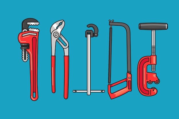 Hand drawn plumber tools illustration