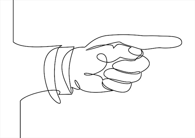 Hand drawn pointing finger illustration vectorcontinuous line drawing