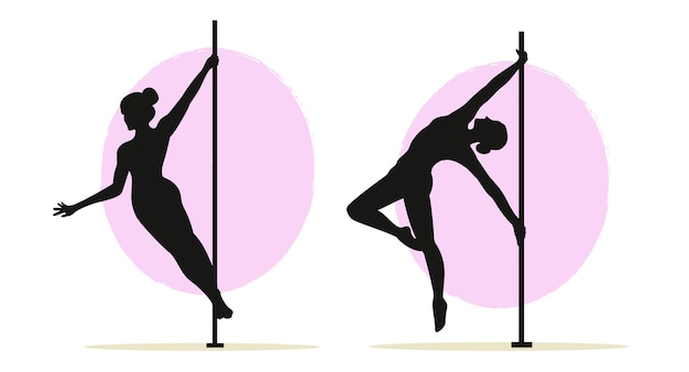 Hand drawn pole dancer silhouette