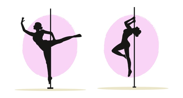 Hand drawn pole dancer silhouette