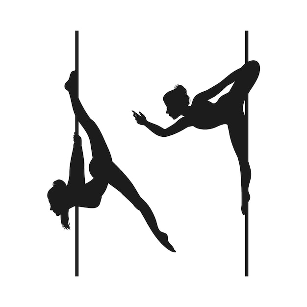 Hand drawn pole dancer silhouette