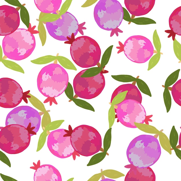 Hand drawn pomegranate fruit seamless pattern Botanical fruits wallpaper