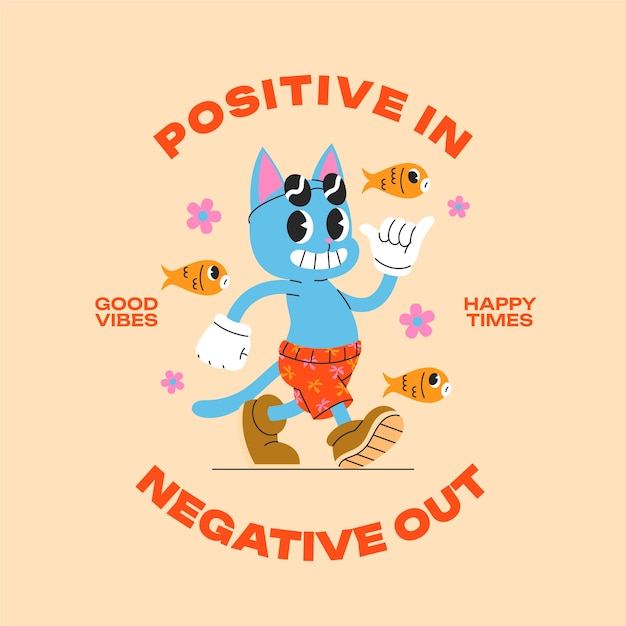 Hand drawn positive vibes illustration