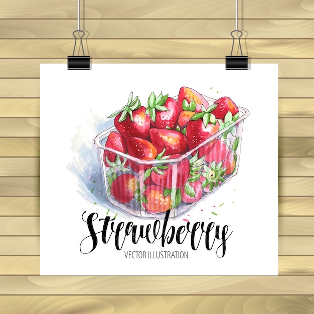 Hand drawn poster of strawberry