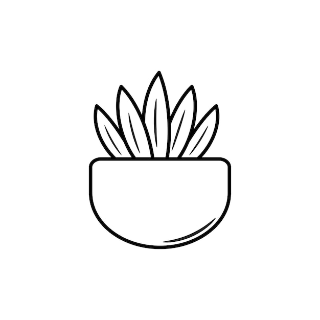 Hand drawn pot plant icon for decoration design Doodle flower pot house flowerpot Hand drawn sketch Beauty logo Outline drawing vector illustration Line art