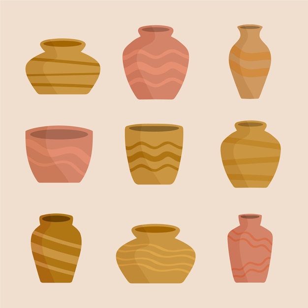 Vector hand drawn pottery collection element