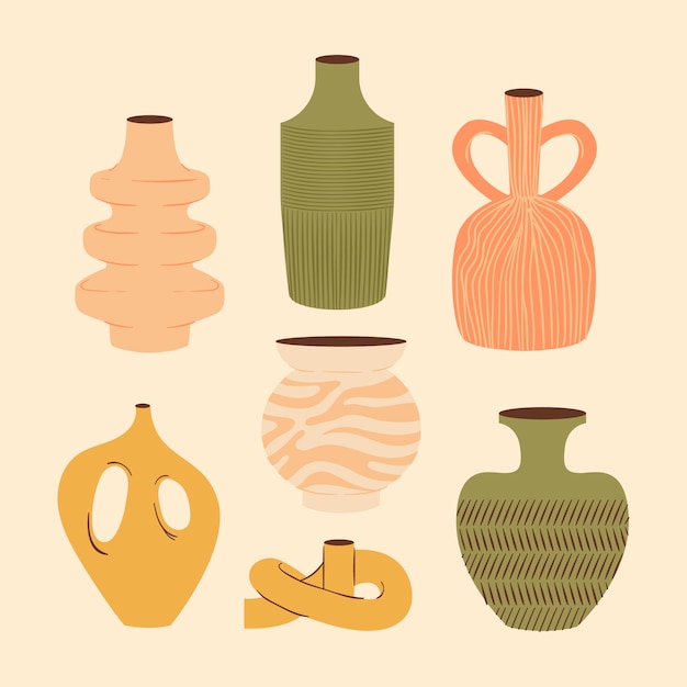 Hand drawn pottery collection element