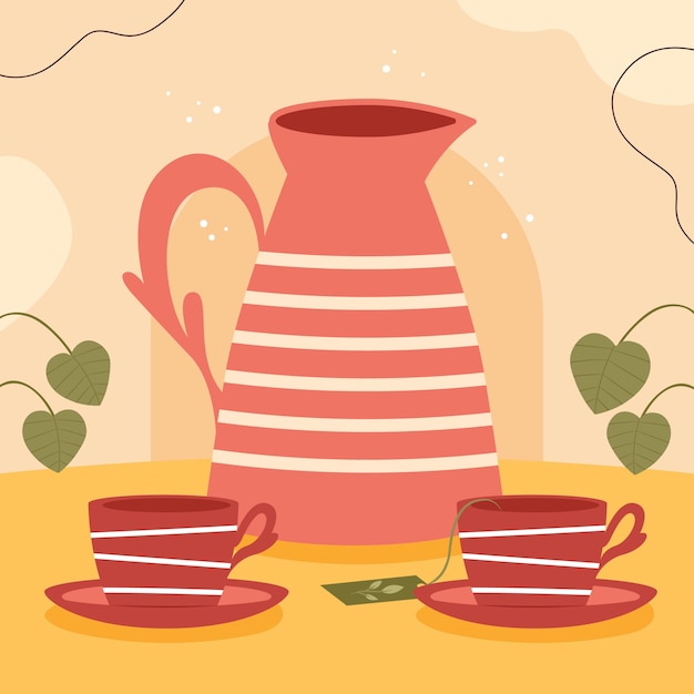 Hand drawn pottery illustration