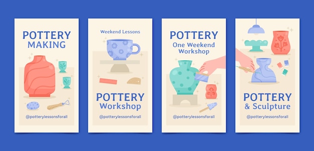 Hand drawn pottery instagram stories