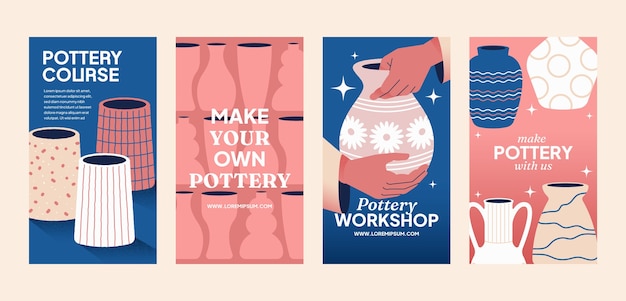 Hand drawn pottery instagram stories