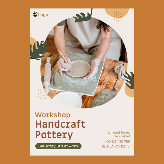 Vector hand drawn pottery poster template