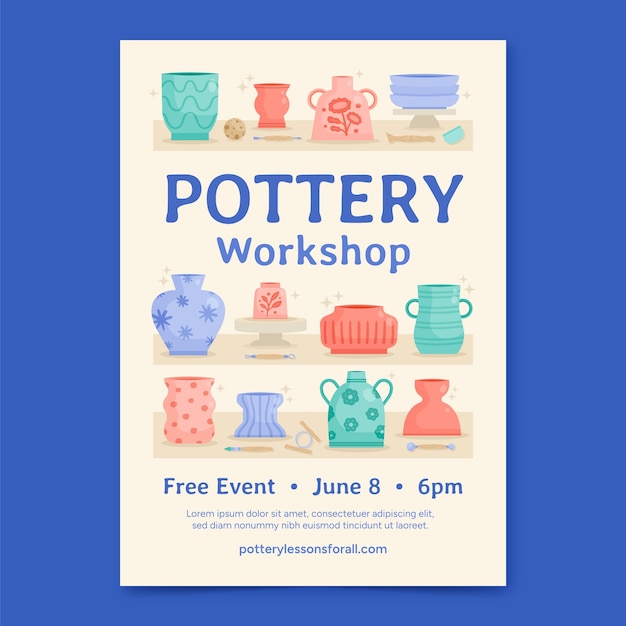 Hand drawn pottery poster template