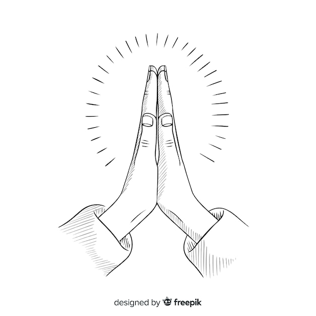 Hand drawn praying hands background