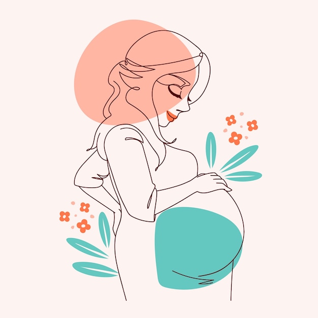 Hand drawn pregnant woman drawing ilustration