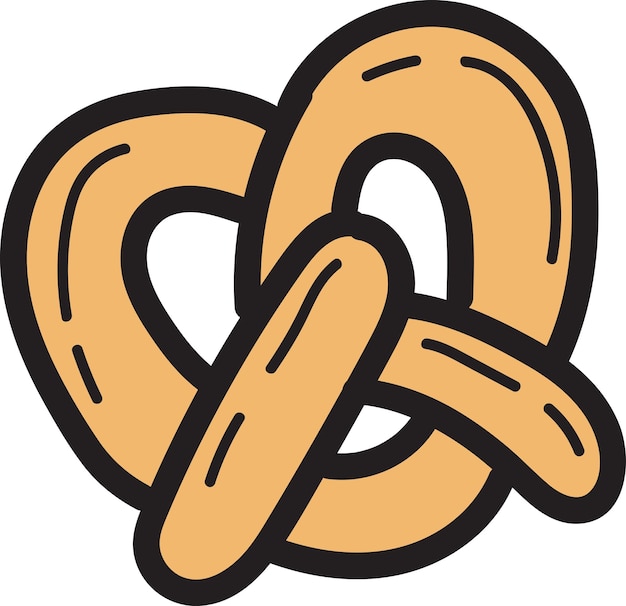 Hand Drawn pretzel bread illustration in doodle style