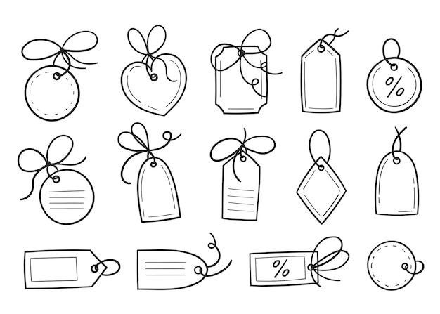 Hand drawn price tag label illustration vector doodle