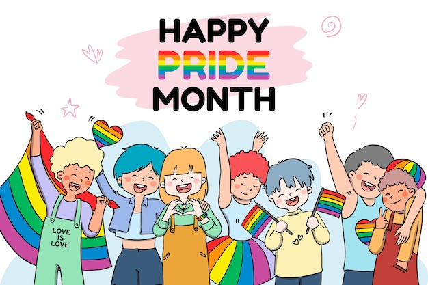 Hand drawn pride month lgbt illustration