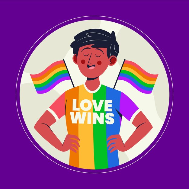 Vector hand drawn pride month man illustration