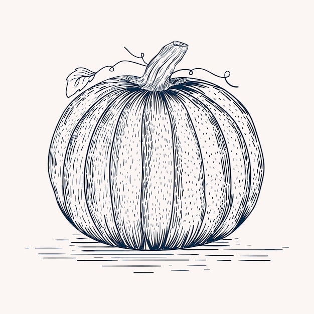 Hand drawn pumpkin drawing illustration