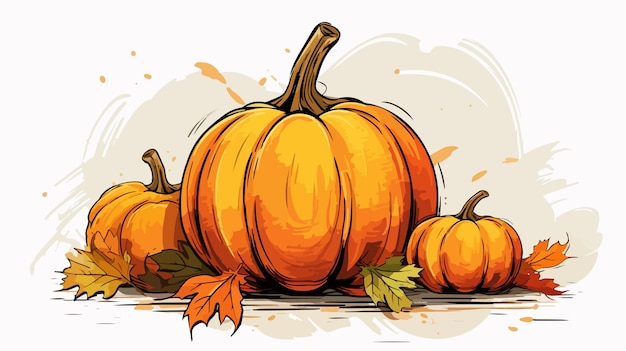 Vector hand drawn pumpkin sketch with ink and hand lettering