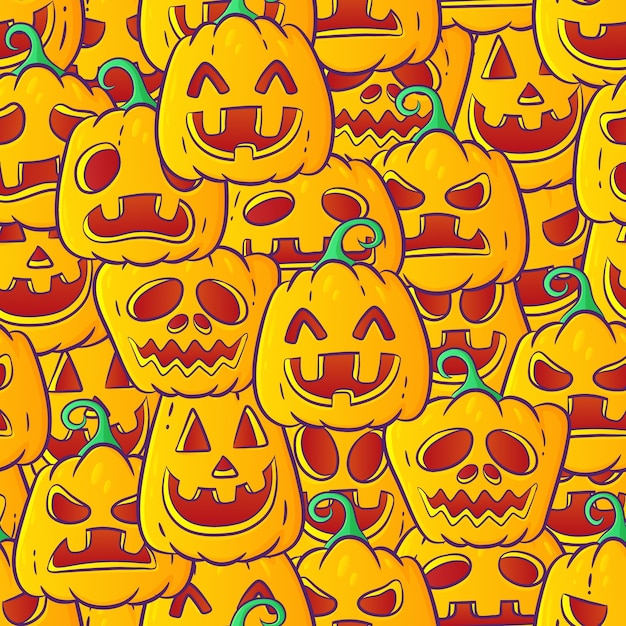 Hand-drawn pumpkins seamless pattern