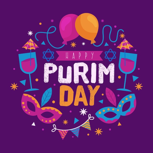 Hand drawn purim day