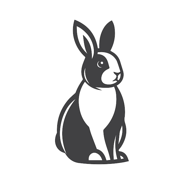 Hand drawn Rabbit silhouette isolated on a white background