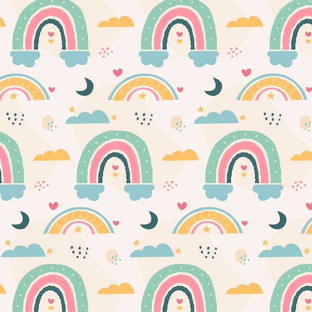 Hand drawn rainbow pattern design