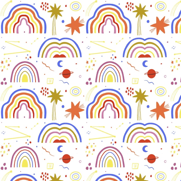 Hand drawn rainbow pattern design