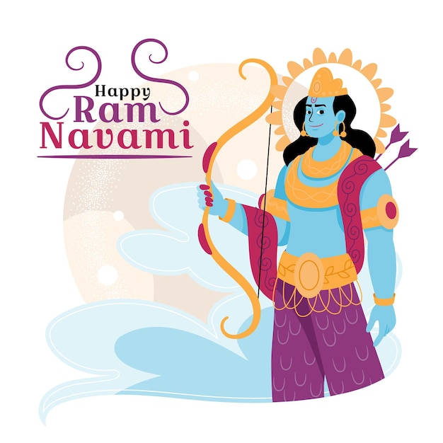 Hand drawn ram navami illustration