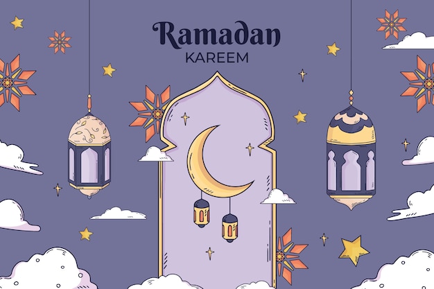 Hand drawn ramadan background