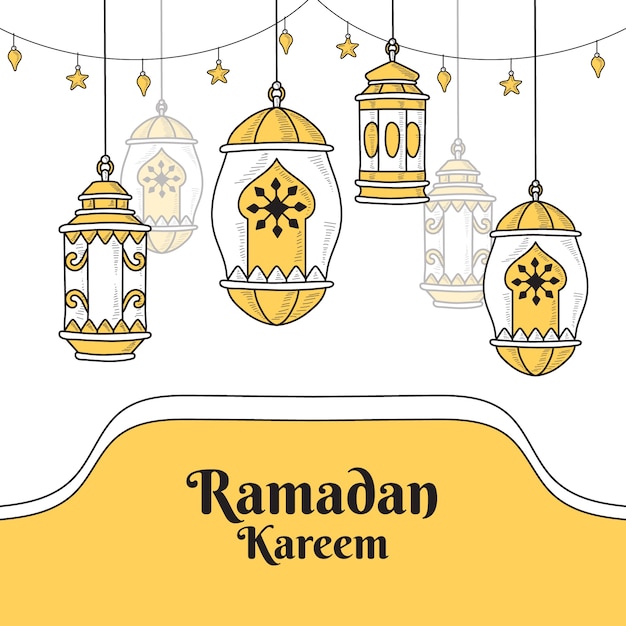 Hand drawn ramadan kareem illustration