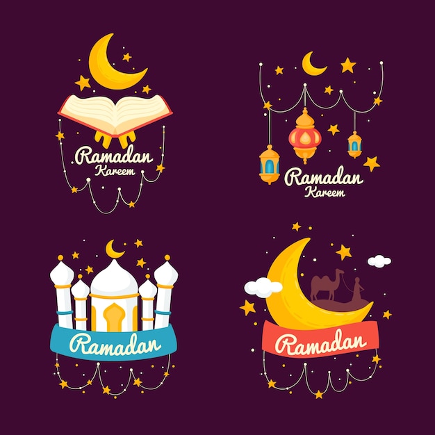 Hand drawn ramadan label collection